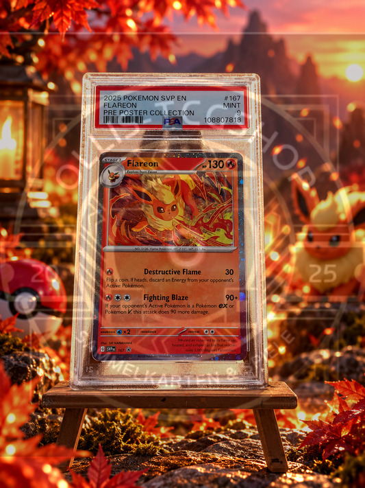 Pokémon Flareon SVP 167 Promo Prismatic Evolutions Poster Collection Englisch – PSA 9 Mint