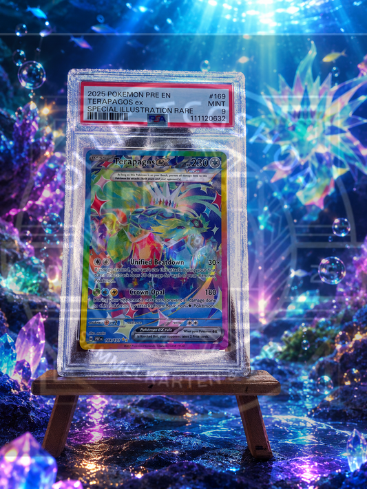 Pokémon Terapagos ex 169 Prismatic Evolutions SIR Englisch – PSA 9 Mint