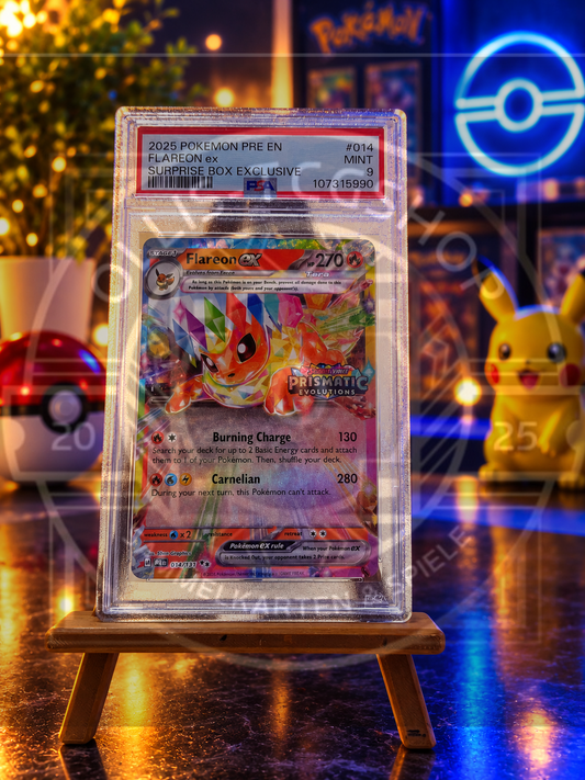 Pokémon Flareon ex 014 Prismatic Evolutions Surprise Box Englisch – PSA 9 Mint